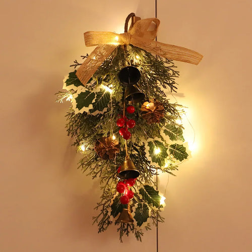 couronne de noël décoration de porte avec baies et cloches - vue 3 sur 8