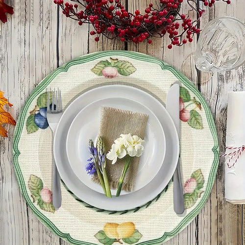 set de table motif fruits fleurs style champetre