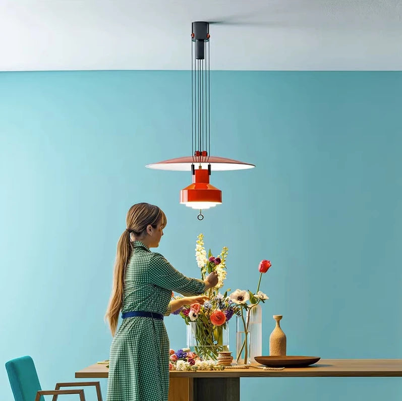 Nordic Creative LED Restaurant Stretching UFO Pendant Light Modern and Simple Vintage Dining Table and Bar Adjustable Ring Light - vue 2 sur 13