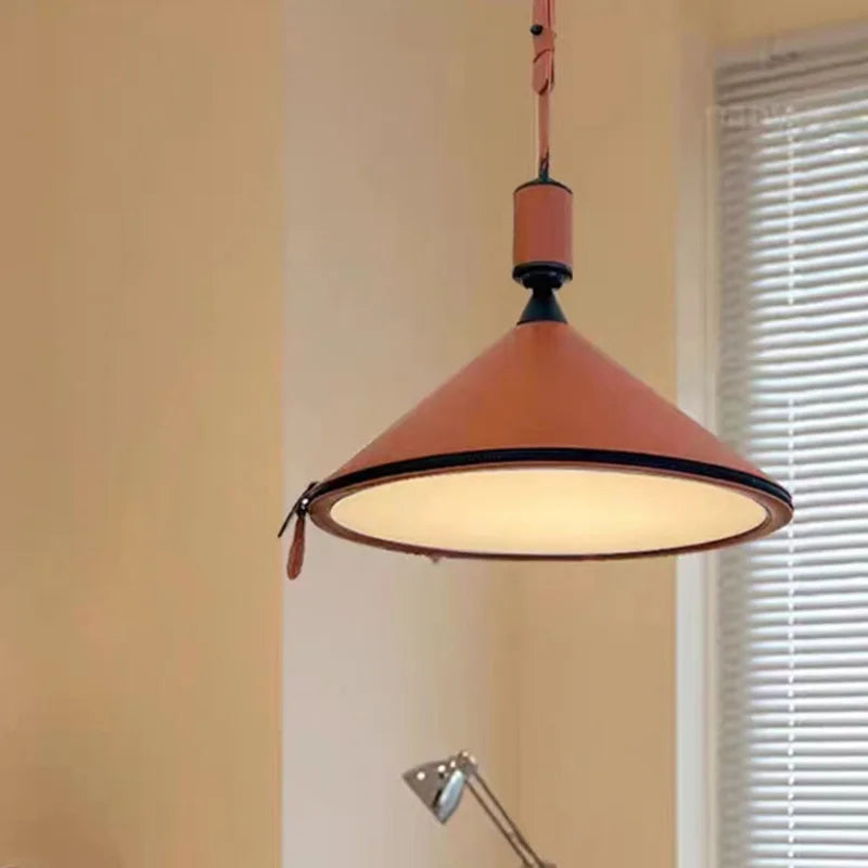 suspension LED en cuir artificiel luminaire décoratif - vue 5 sur 15