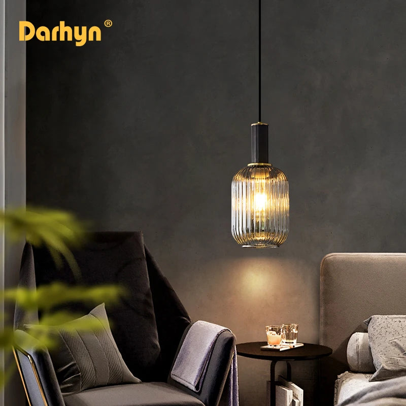 lustre rétro led en verre pour décoration intérieure