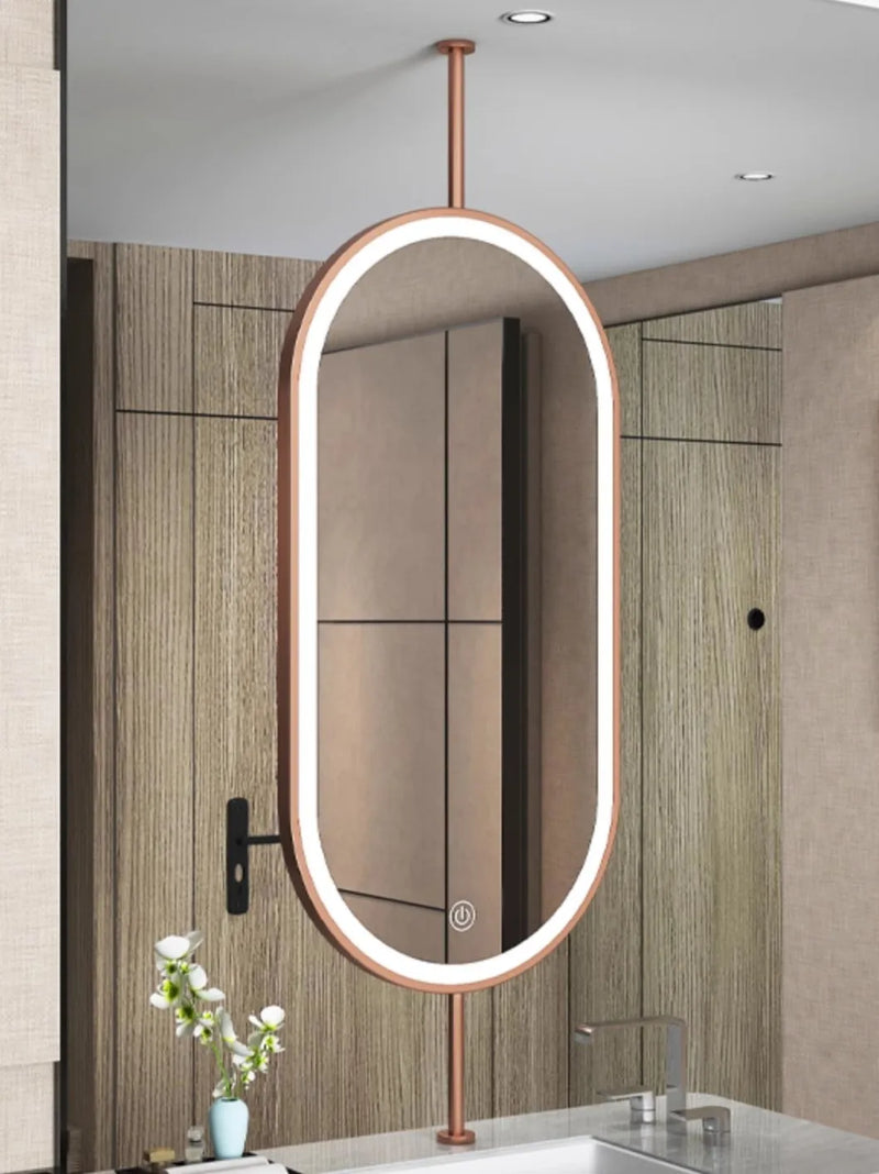 miroir ovale suspendu moderne avec éclairage led pour décoration intérieure