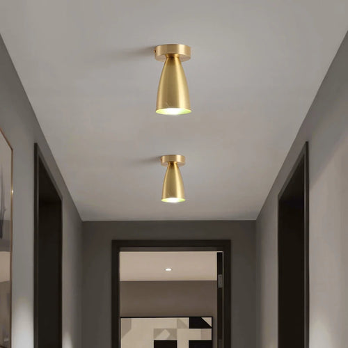 Balcony, American All Copper Ceiling, Small Ceiling Lamp, Nordic Modern Simple Cloakroom, Creative Porch, Entrance Hall Lamp - vue 3 sur 9