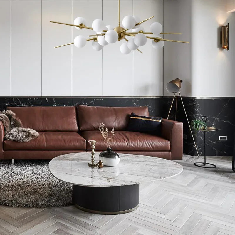 lustre moderne led en verre boule pour décoration maison - vue 5 sur 9