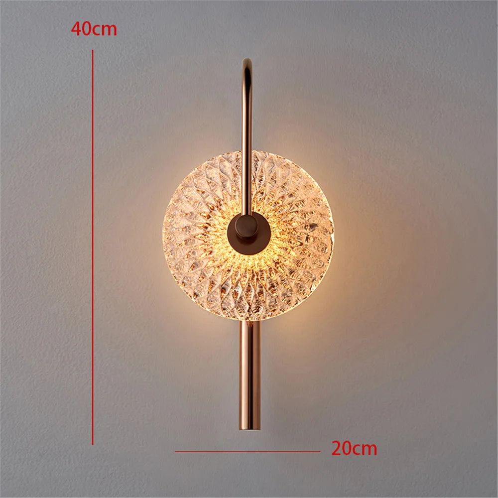 applique murale led ronde en verre de luxe pour éclairage artistique