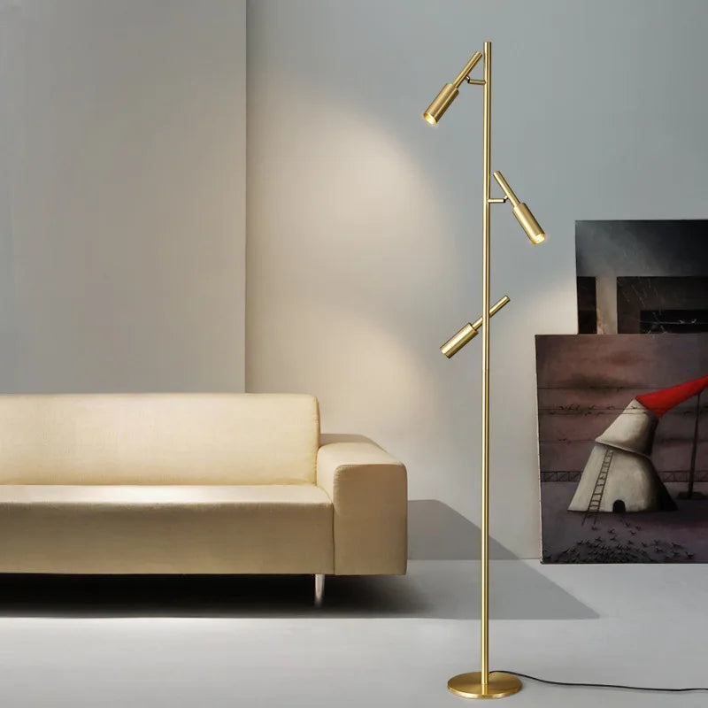 lampadaire moderne en laiton et cuivre pour lecture et étude - vue 3 sur 8