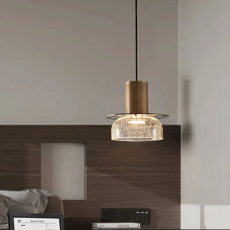 lustre en verre craquelé design rétro pour intérieur moderne - vue 5 sur 11