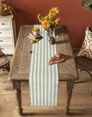 Chemin de table rayures vert sauge style campagne