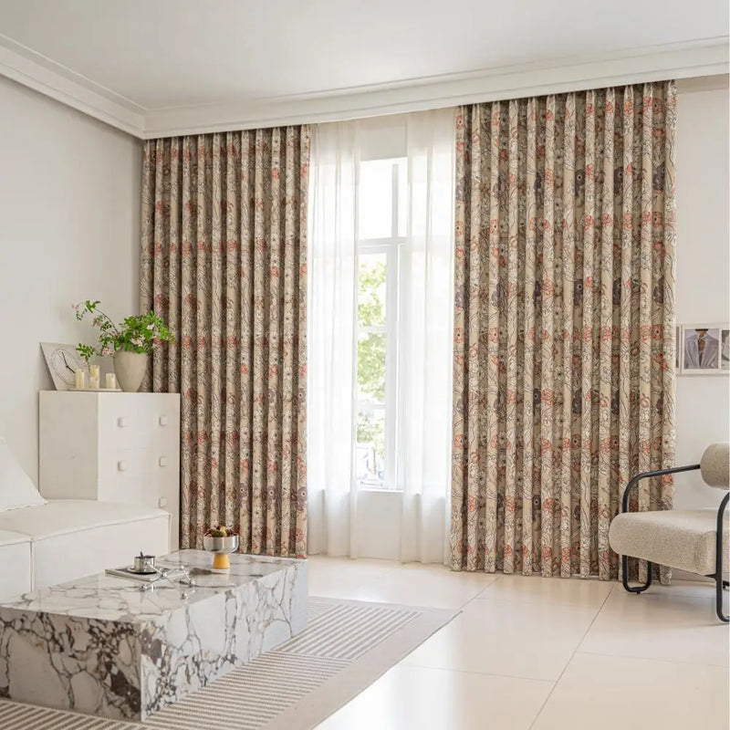 Rideau occultant motif floral style moderne pour salon