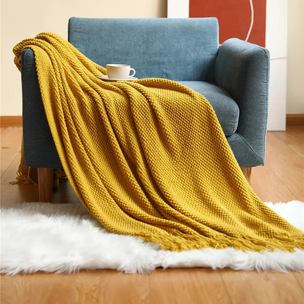 plaid tricot motif ananas style moderne salon chambre
