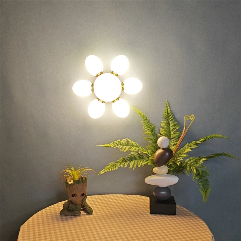plafonnier moderne en verre tournesol pour chambre d'enfant décoratif - vue 4 sur 7