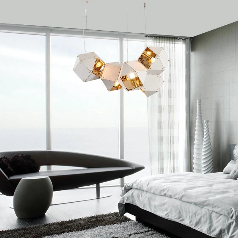 Modern luxury creative LED dining room chandelier New cube art living room decorated kitchen, meeting room hanging chandelier