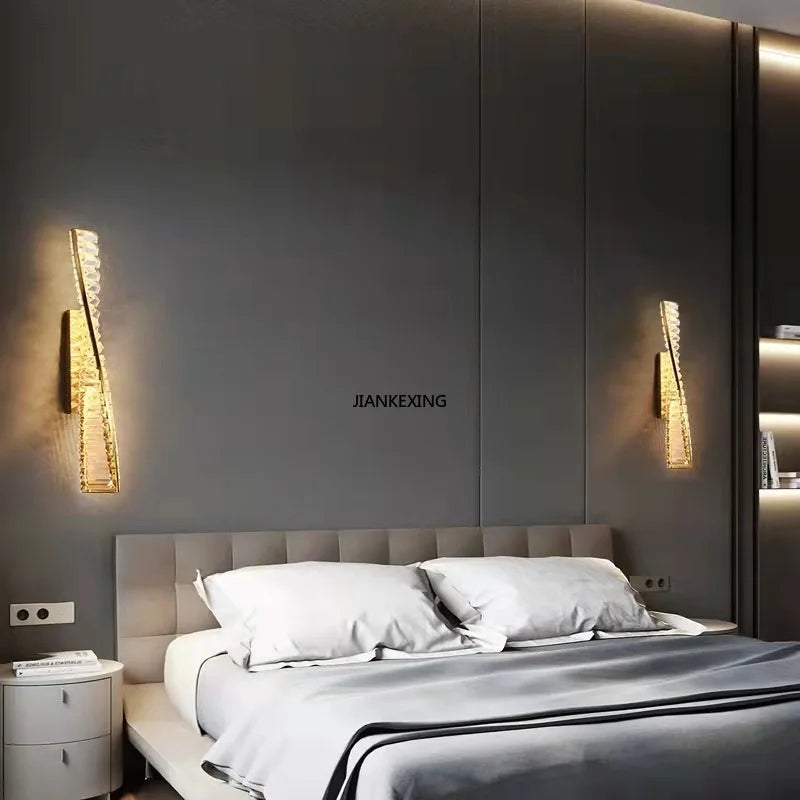 Creative and Personalized Long Crystal Light,Walkway Bedroom TV Background Wall Lamp Luxury  Simple LED Suspension Lamps - vue 3 sur 12