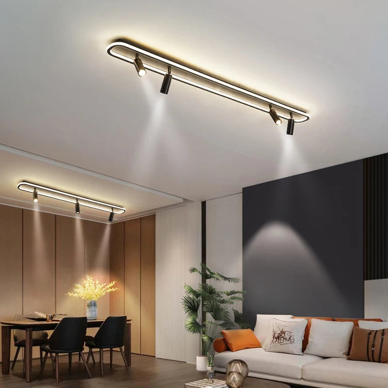 lustre led minimaliste en bande acrylique avec projecteur moderne