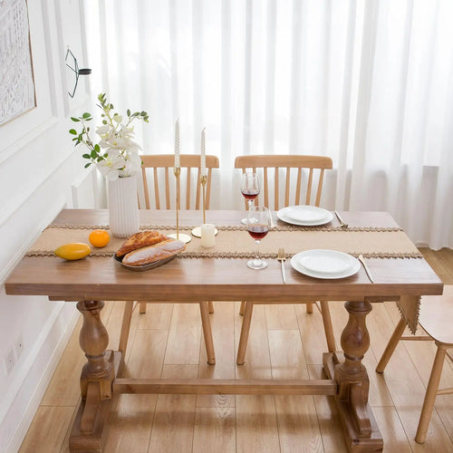 Chemin de table macramé rustique beige style bohème