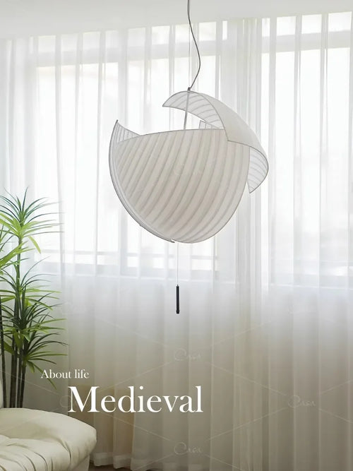 Japonais Wabi Sabi tissu concepteur suspension LED lumières salon salle à manger lustres éclairage décor à la maison lampes suspendues luminaires - vue 4 sur 12