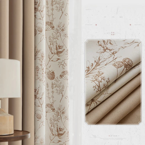 Rideau floral style chinois occultation partielle pour salon - vue 9 sur 9