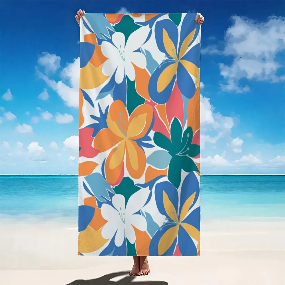 serviette de plage microfibre motifs floraux séchage rapide - vue 4 sur 6