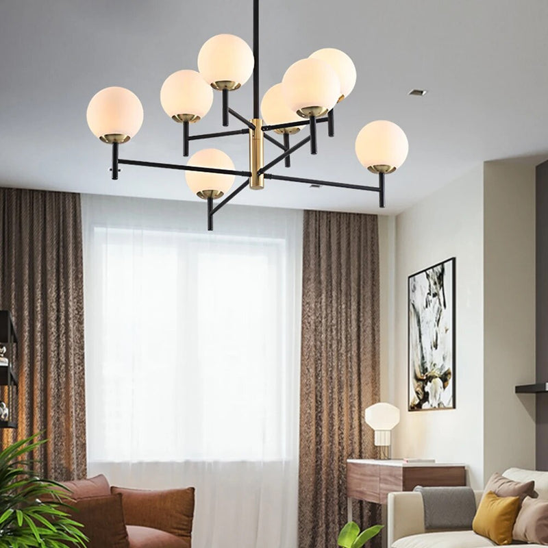 Lustre noir moderne éclairage LED décoration maison suspension