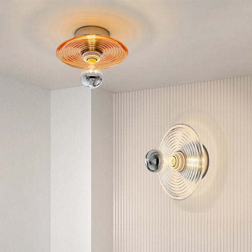 Applique murale en verre led nordique ondulations d'eau ronde - vue 2 sur 8