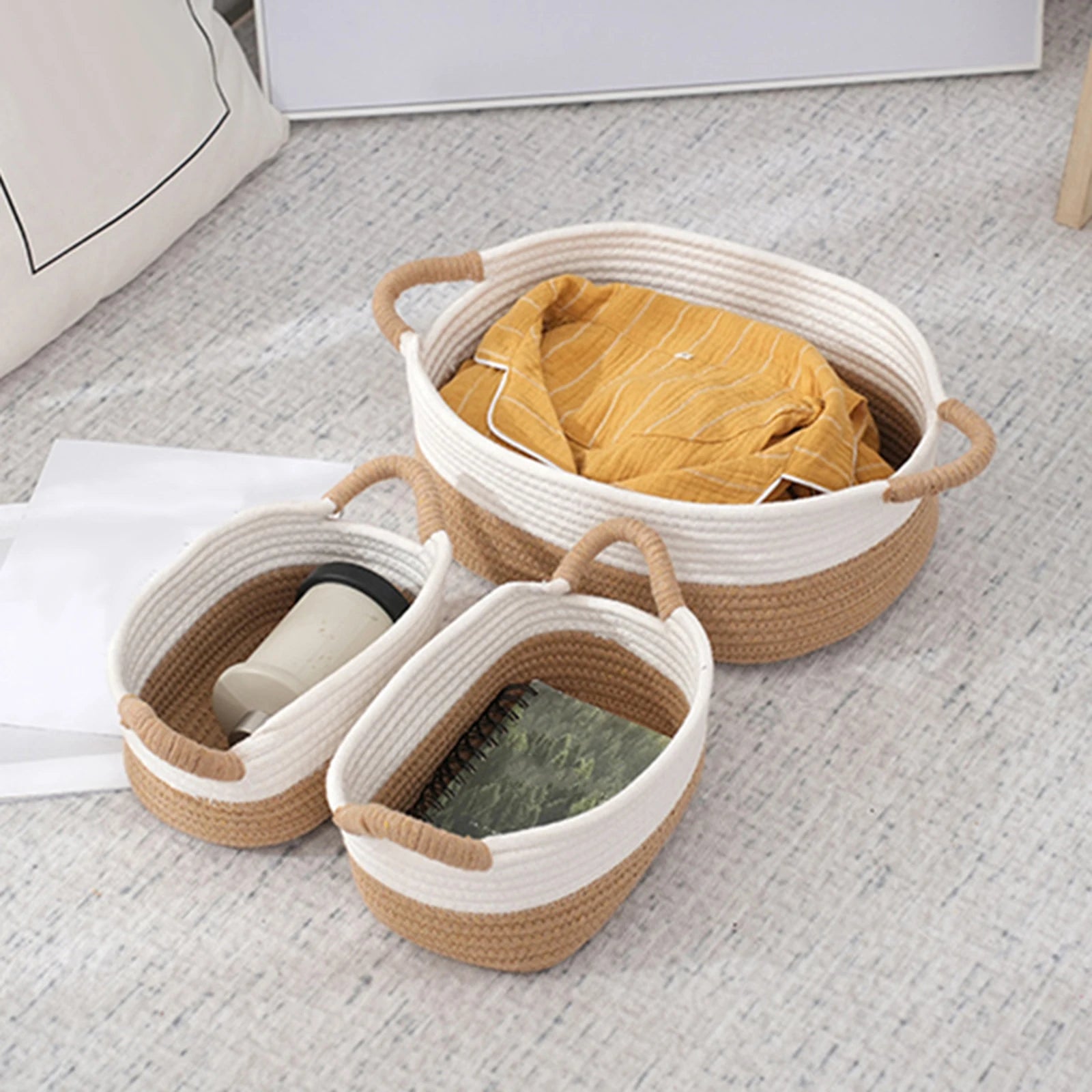 paniers tissés en corde pour un rangement pratique et élégant