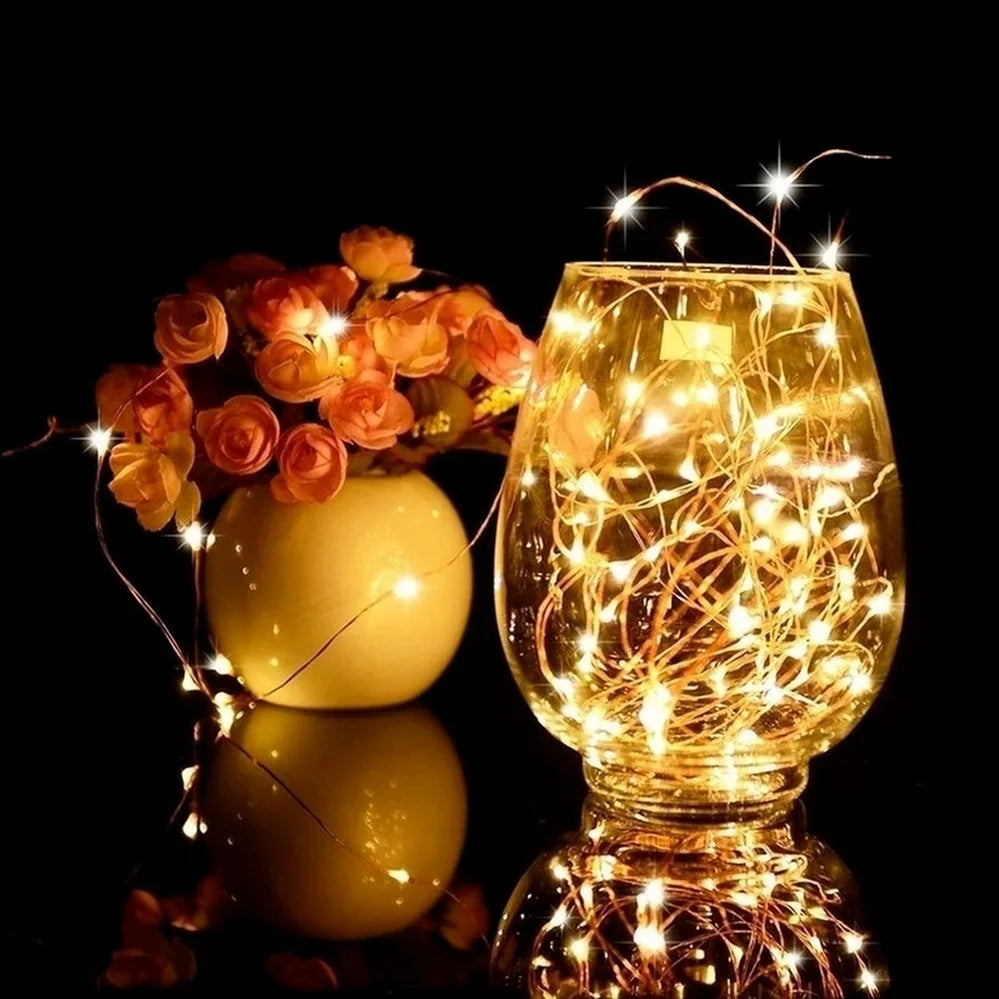 guirlandes lumineuses à led en fil de cuivre pour décorations festives - vue 4 sur 12
