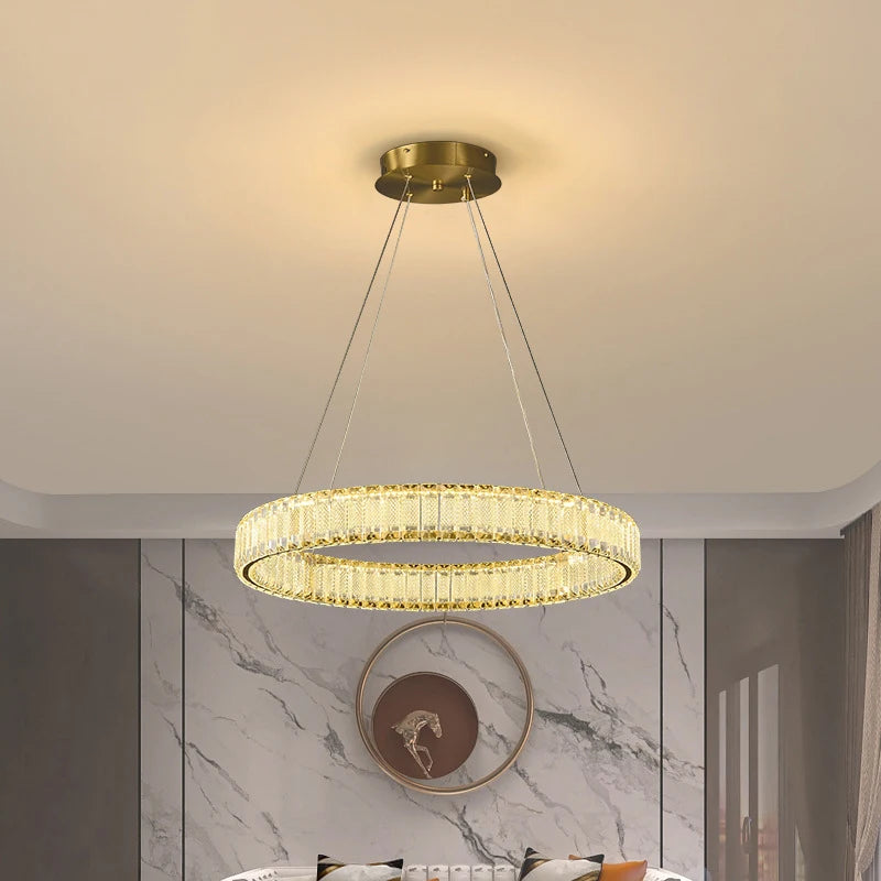 lustre led en cristal fantaisie lumière suspendue moderne - vue 6 sur 17