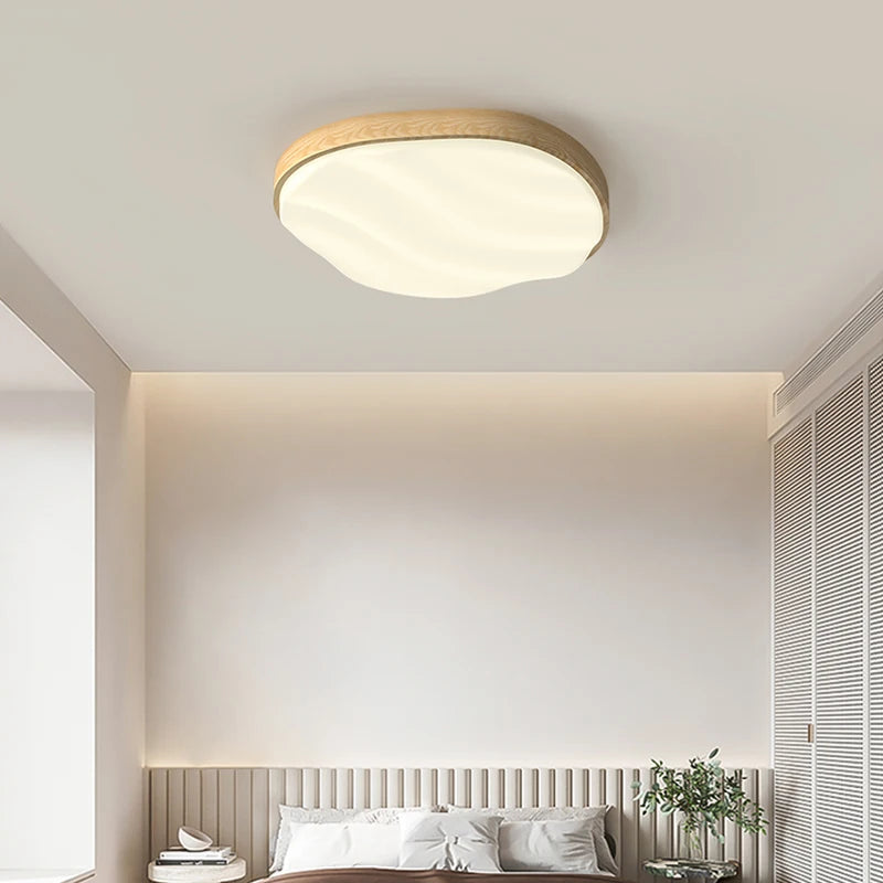 plafonnier led 	 style bois naturel nuage chaud spectre complet - vue 4 sur 10