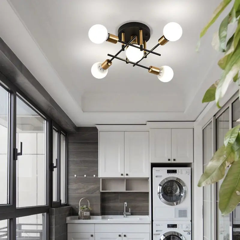 Plafonnier nordique branches multi tête design moderne - vue 6 sur 12