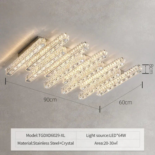 lustre led moderne en cristal avec intensité variable pour la maison - vue 10 sur 13