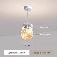 Simple moderne mignon enfants chambre lustres blanc ours lapin lampes bébé chambre fille garçon chambre chevet lustre lumières en verre