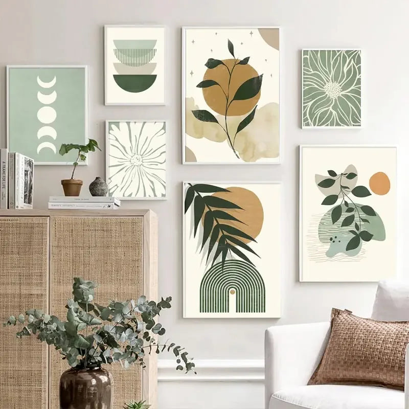 affiches boho géométriques soleil lune pour décoration intérieure
