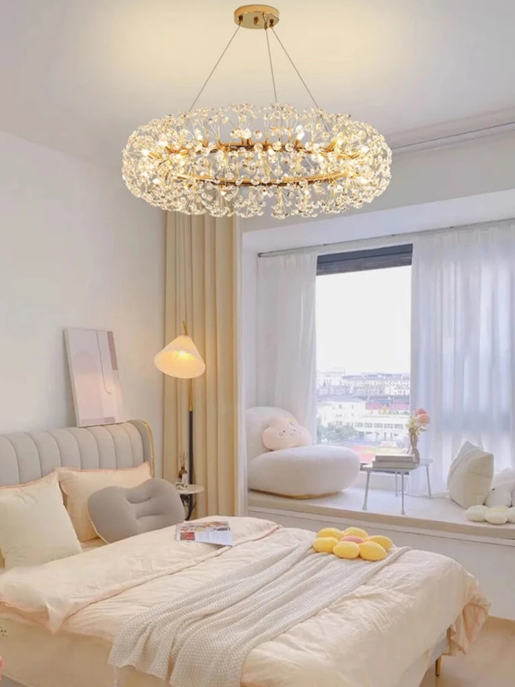 lustre en cristal moderne en forme de pissenlit créatif et atmosphérique
