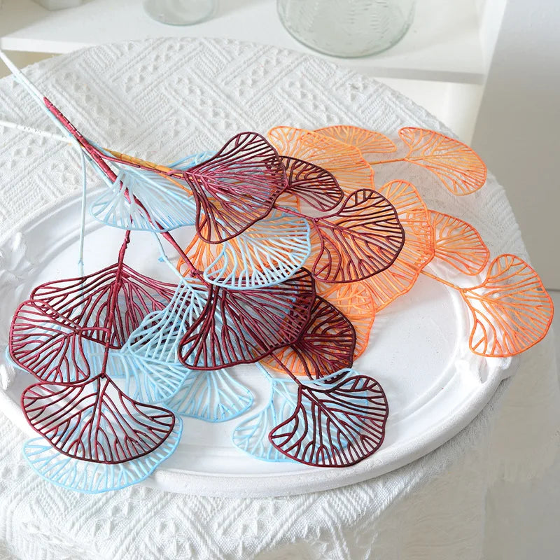 lot de feuilles artificielles ginkgo eucalyptus houx pour décoration florale - vue 4 sur 13