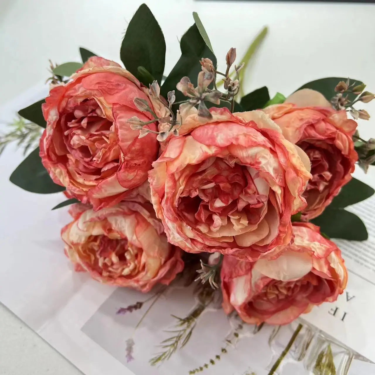 fleurs artificielles bouquet de pivoines pour mariage et décoration - vue 7 sur 13