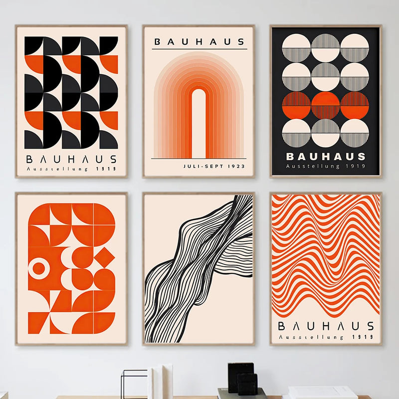affiches art mural géométrique bauhaus pour décoration moderne