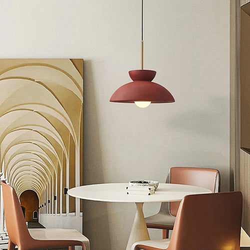 Nordique bol en forme de crème Style suspension moderne Wabi Sabi Restaurant décoratif LED lustre chambre chevet salon