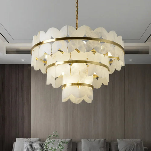 suspension en marbre naturel et cuivre design créatif minimaliste - vue 3 sur 9