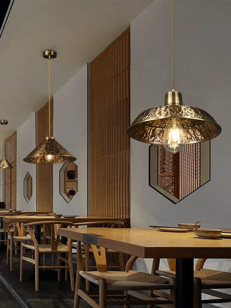 lustre décoratif chinois en cuivre pour ambiance zen - vue 5 sur 14