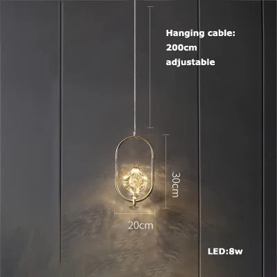 suspension en verre cristal art déco avec éclairage led - vue 18 sur 25