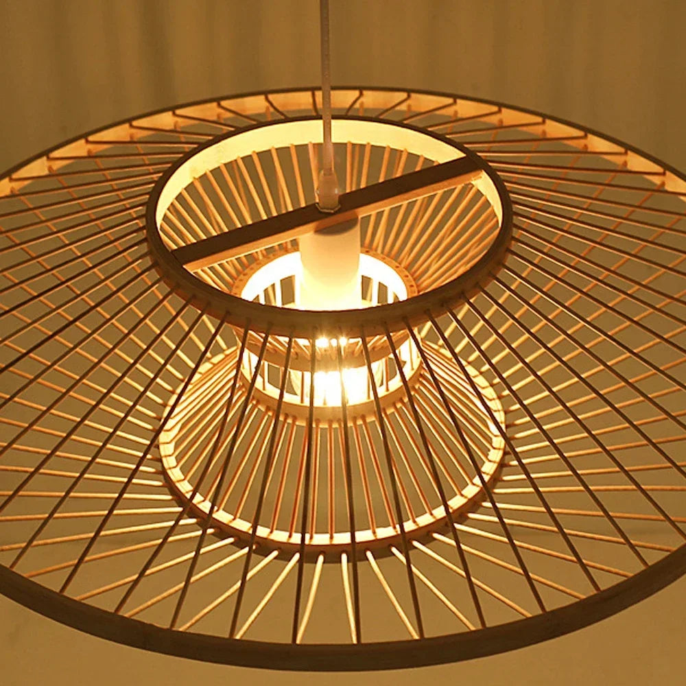lustre en bambou d'art pour décoration et éclairage - vue 5 sur 8