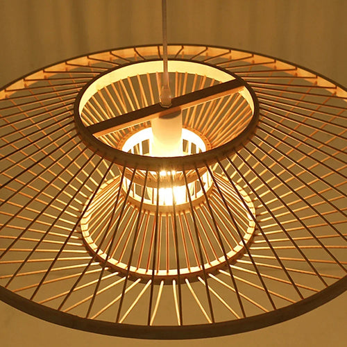 lustre en bambou d'art pour décoration et éclairage - vue 6 sur 8