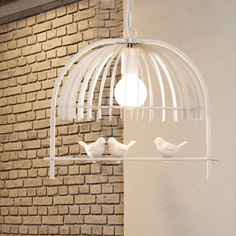 Nordic Resin Iron Bird Cage Chandelier For Dining Room Kitchen Restaurant Cafe Indoor Decoration Hanging Lamp Light Fixtures - vue 5 sur 10