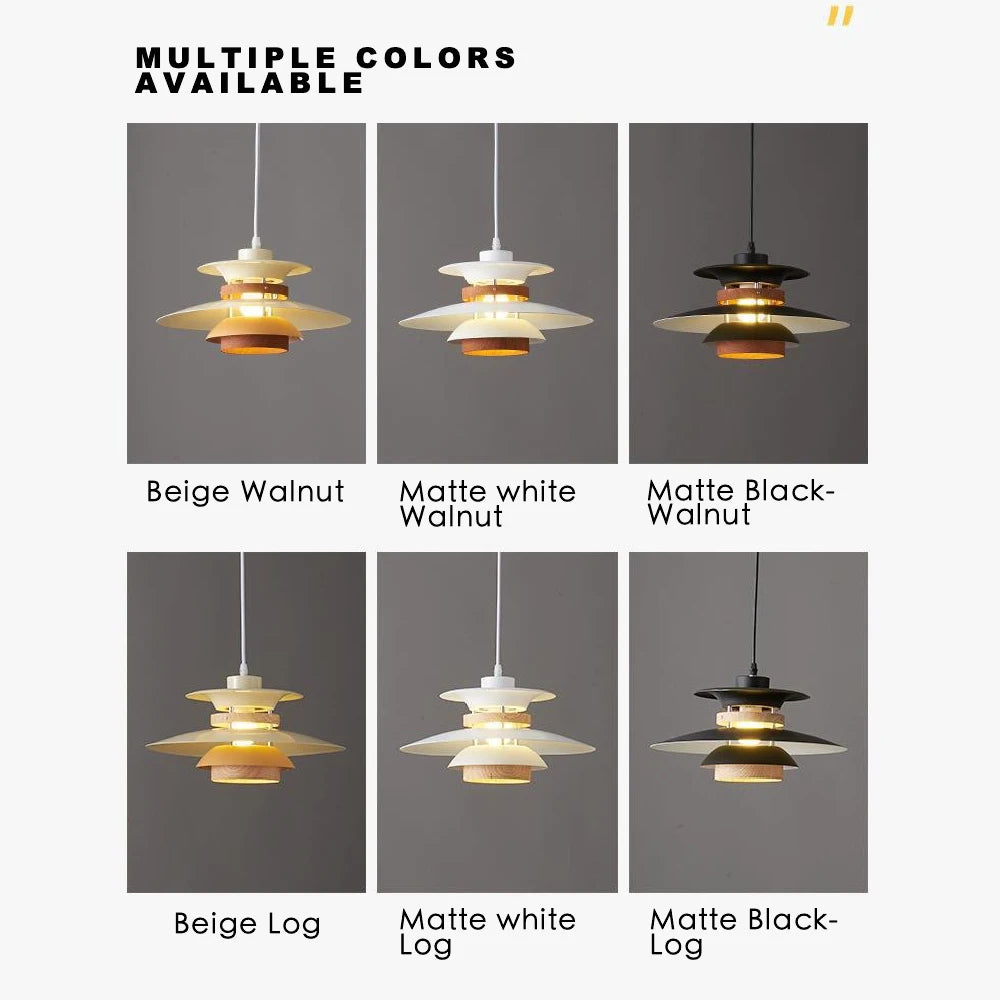 lustre design danois led rétro noyer lampe suspendue - vue 5 sur 12