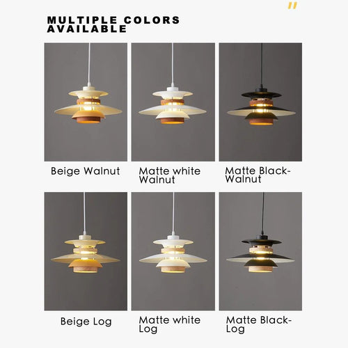 lustre design danois led rétro noyer lampe suspendue - vue 6 sur 12