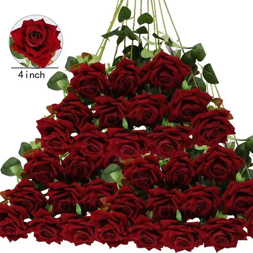 lot de 50 roses artificielles en soie pour décoration et événements festifs - vue 17 sur 24
