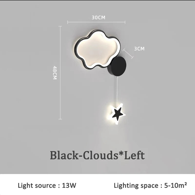 applique murale créative étoiles lune et nuages pour enfants - vue 14 sur 16