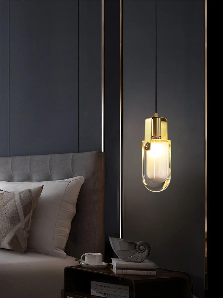 lustre en cristal cuivre design nordique pour intérieur élégant - vue 4 sur 7