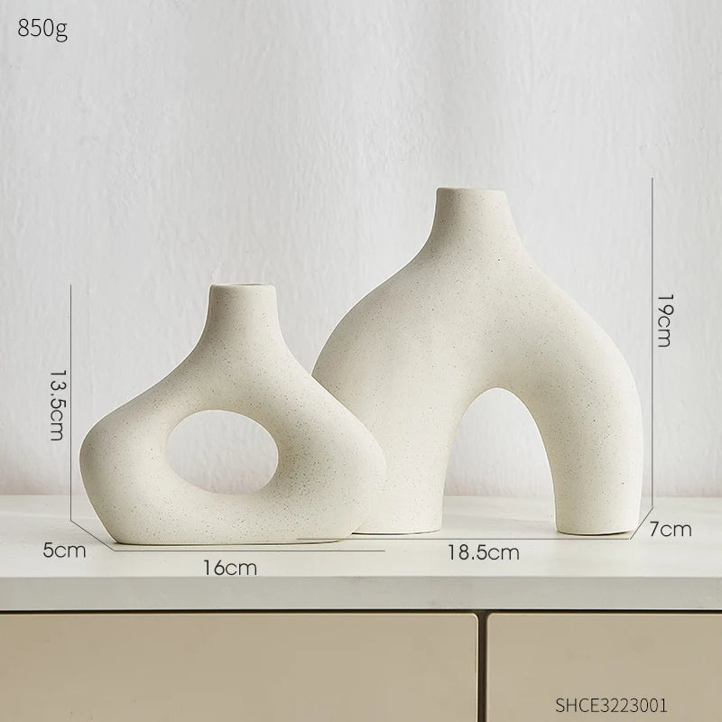 lot de 2 vases en céramique nordique pour décoration moderne - vue 8 sur 7
