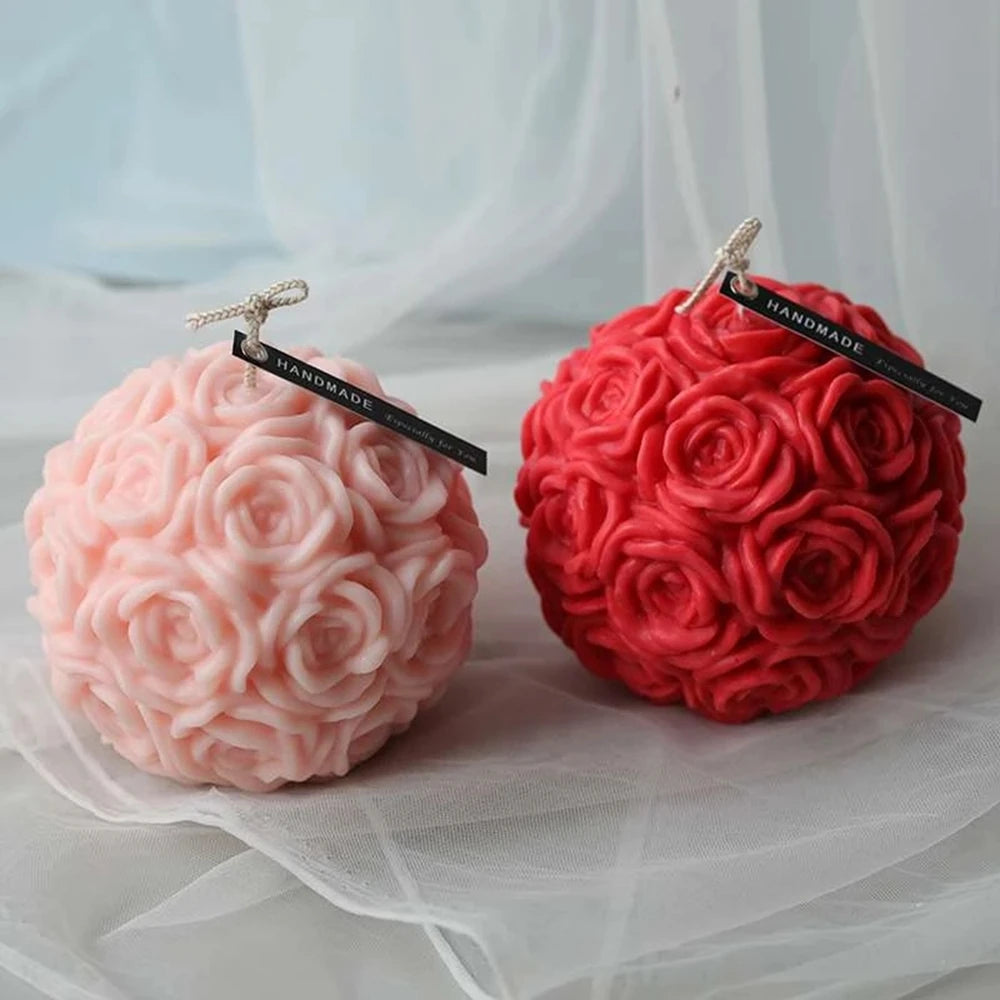 bougie parfumée boule fleur rose décoration pour la maison cadeau - vue 4 sur 9